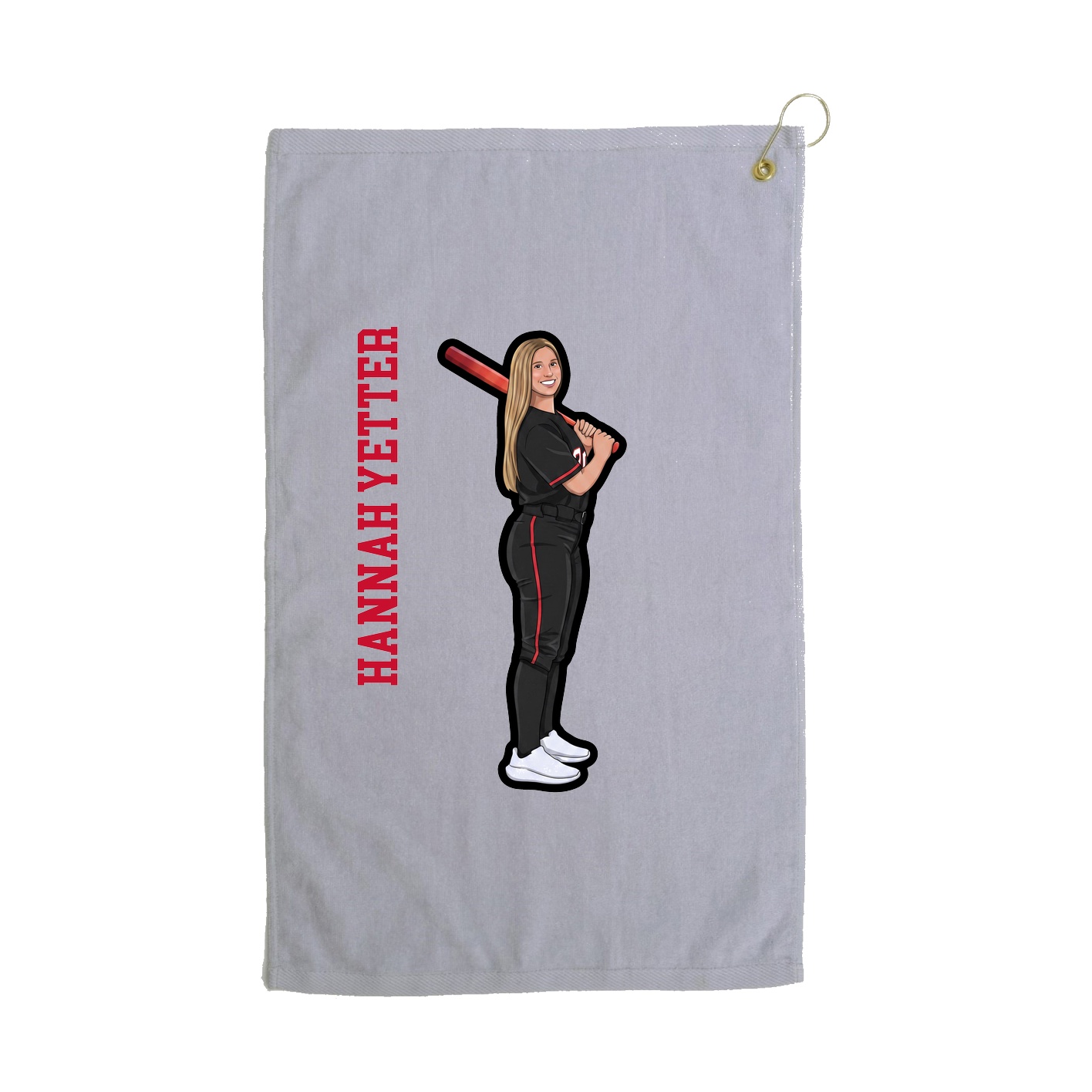 Golf Towel — Name Vertical in Grey