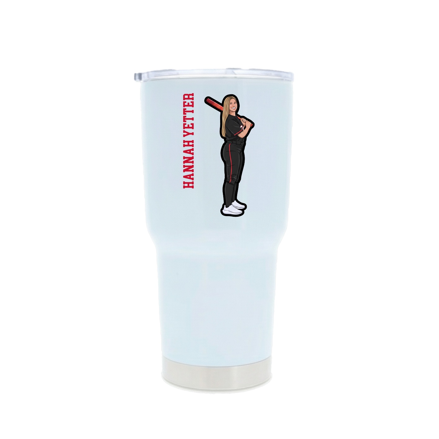 30oz Stainless Steel Tumbler — Name Vertical in White