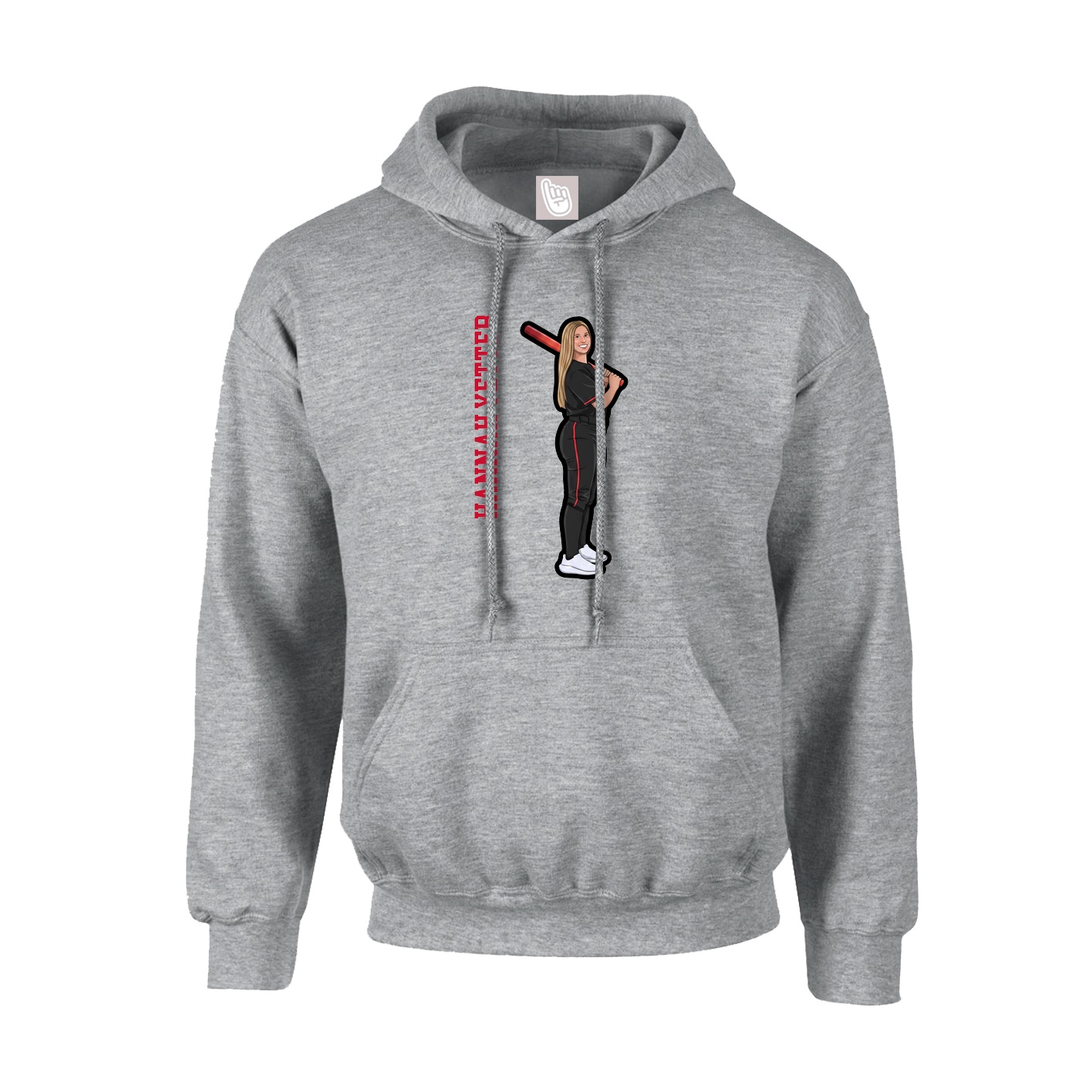 Hoodie — Name Vertical in Grey