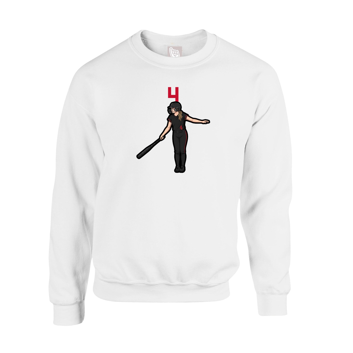 Fleece Crew — Number Top in White