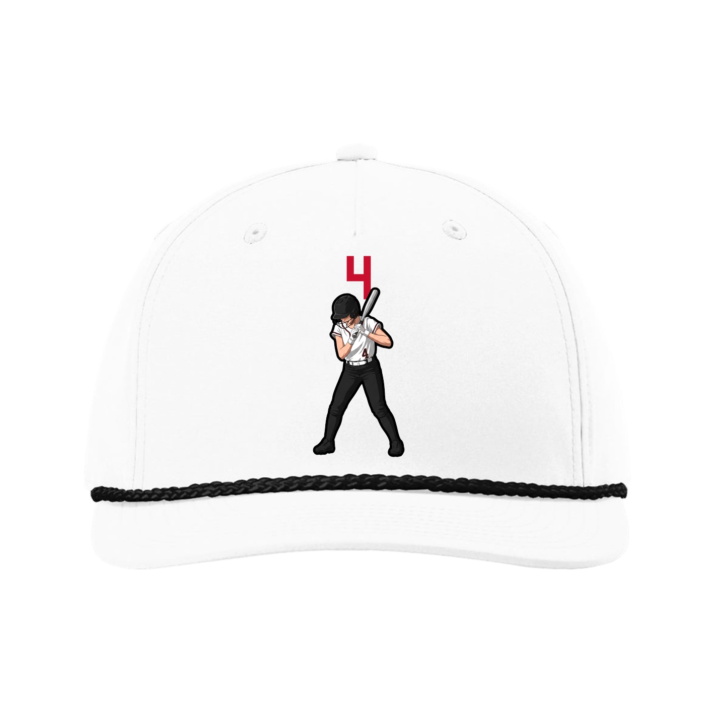 Five-Panel Classic Rope Cap — Number Top in White