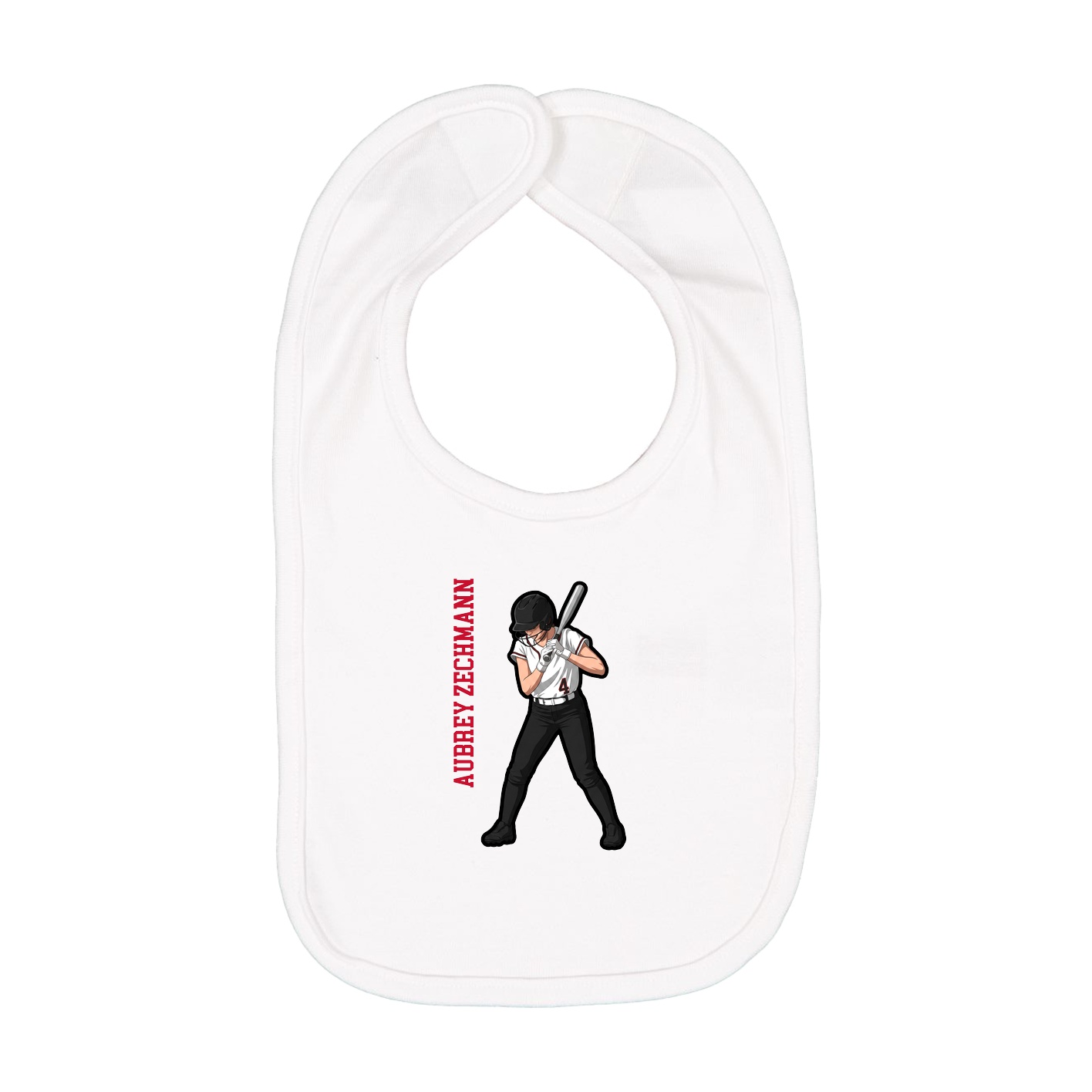 Infant Bib — Name Vertical in White