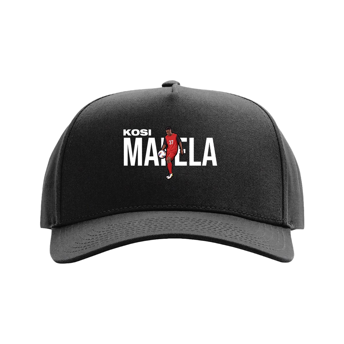 Full Fabric Five-Panel Champ Cap — Player Name in Black