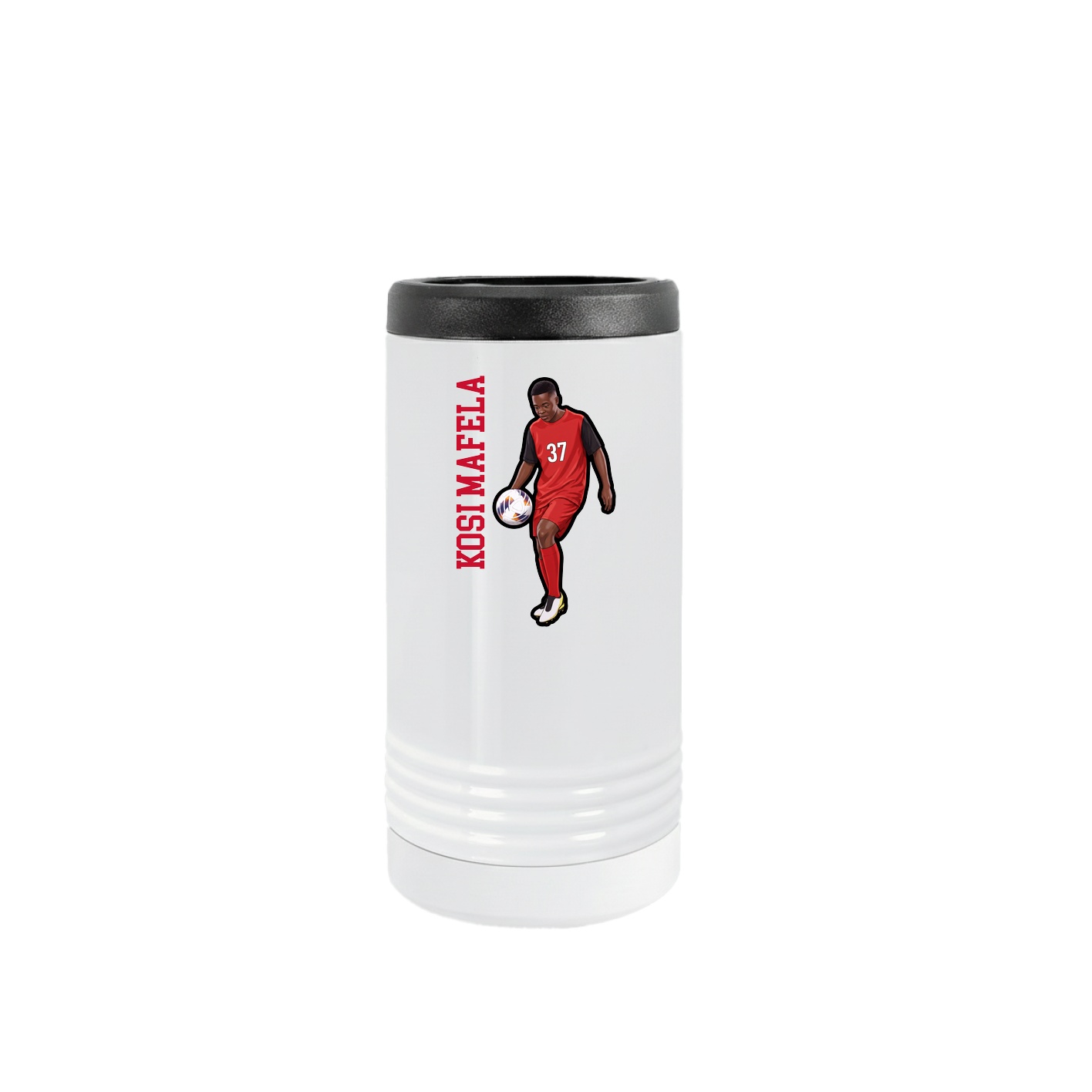 Slim Beverage Holder — Name Vertical in White