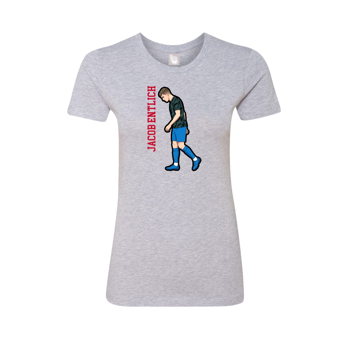 Fitted Women's Tee — Name Vertical in Grey
