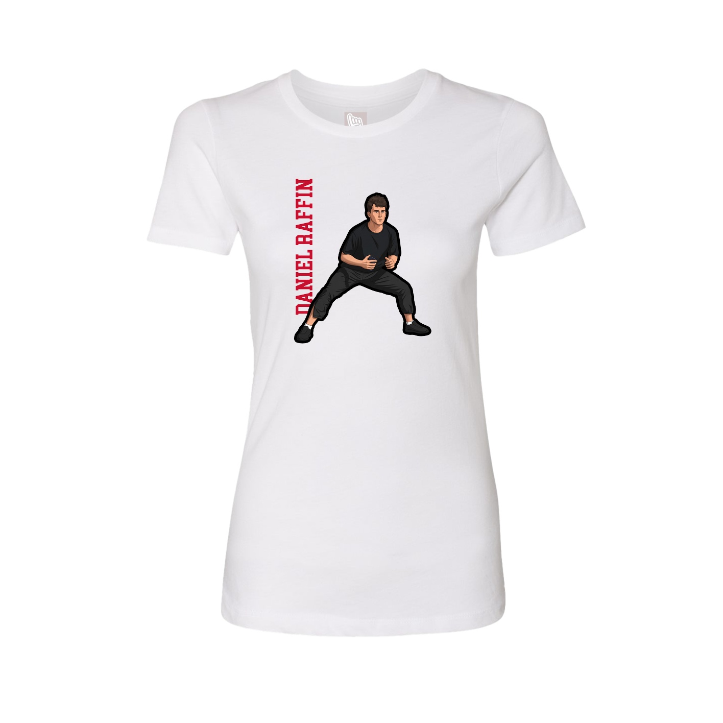 Fitted Women's Tee — Name Vertical in White