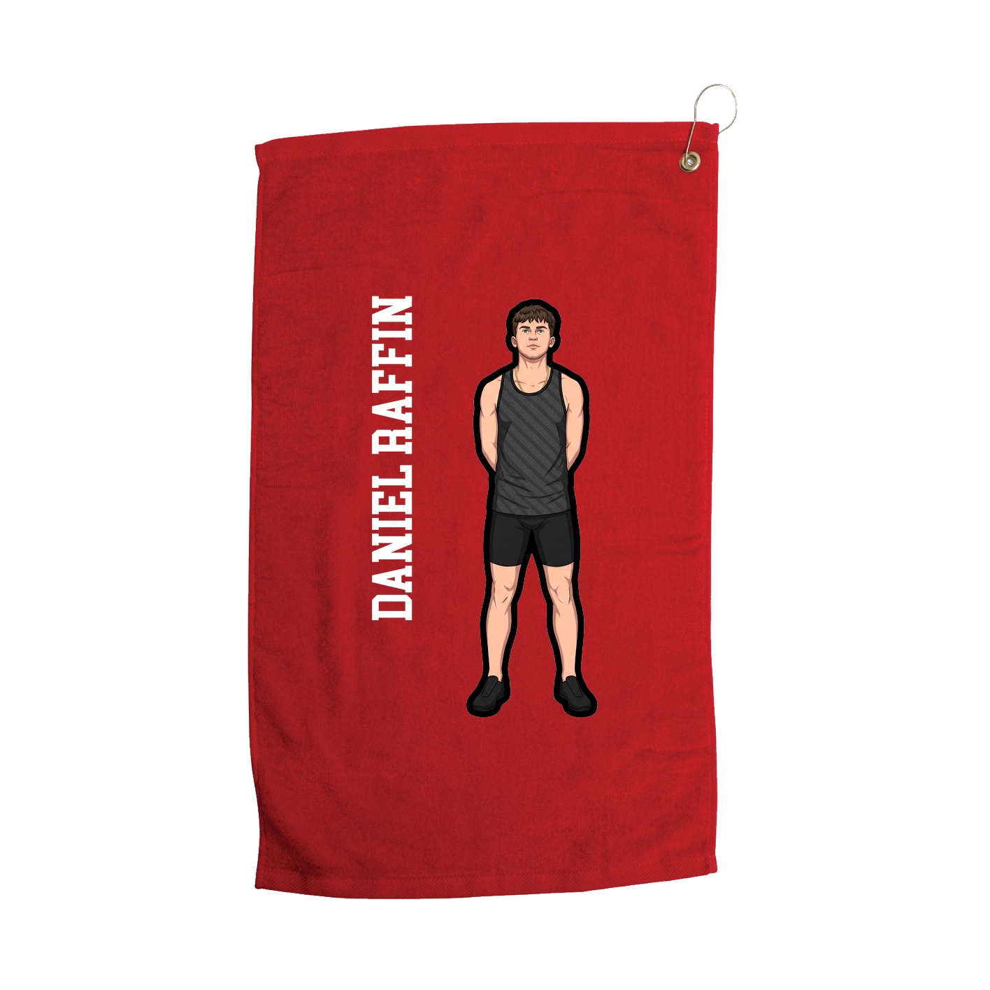 Golf Towel — Name Vertical in Red