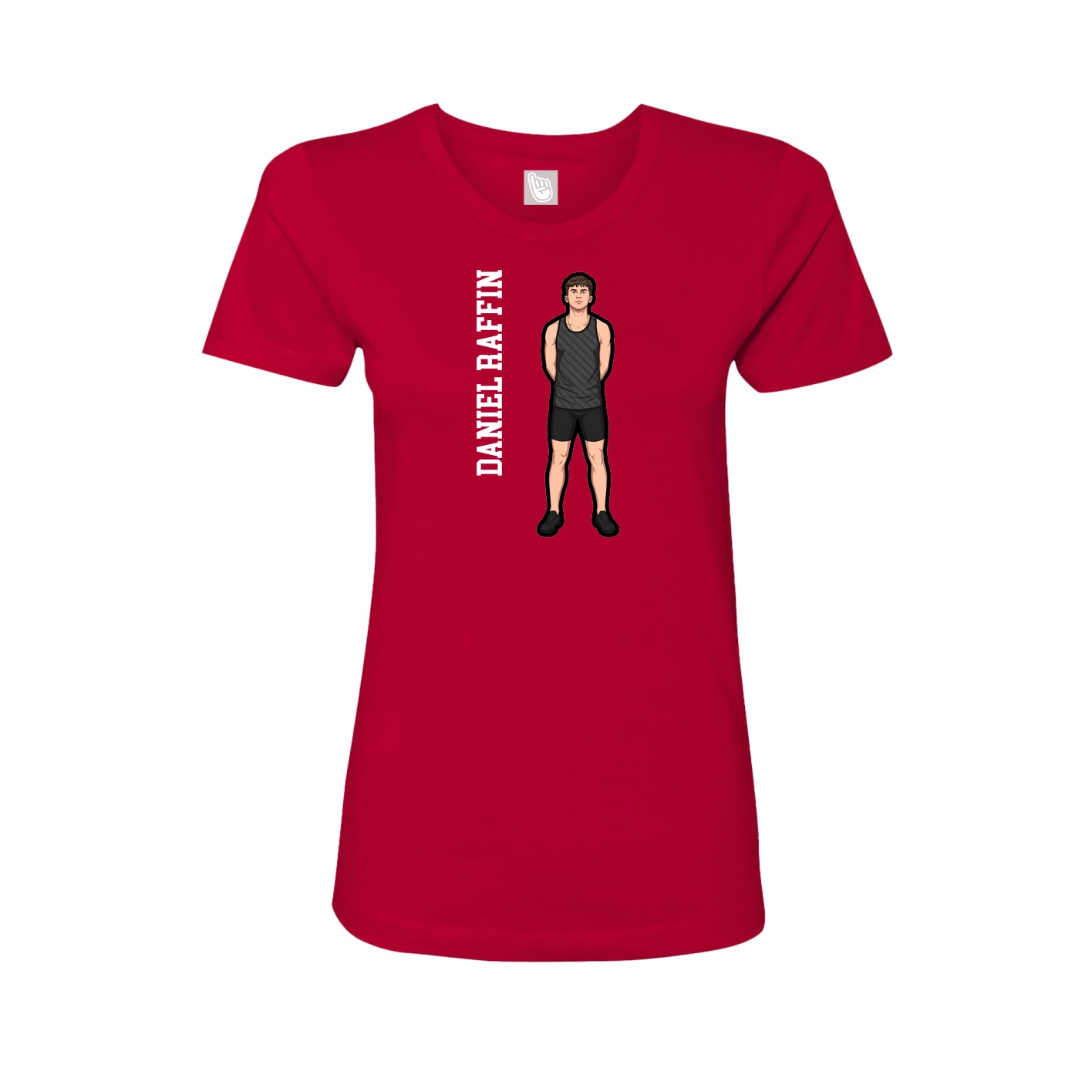 Fitted Women's Tee — Name Vertical in Red