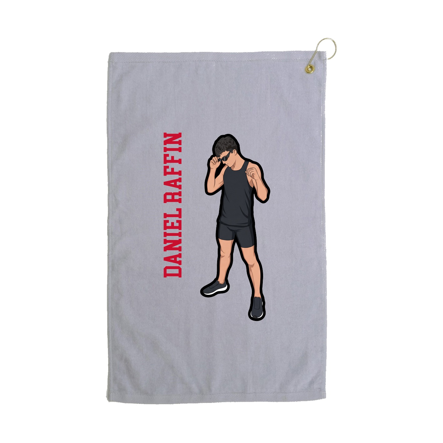 Golf Towel — Name Vertical in Grey
