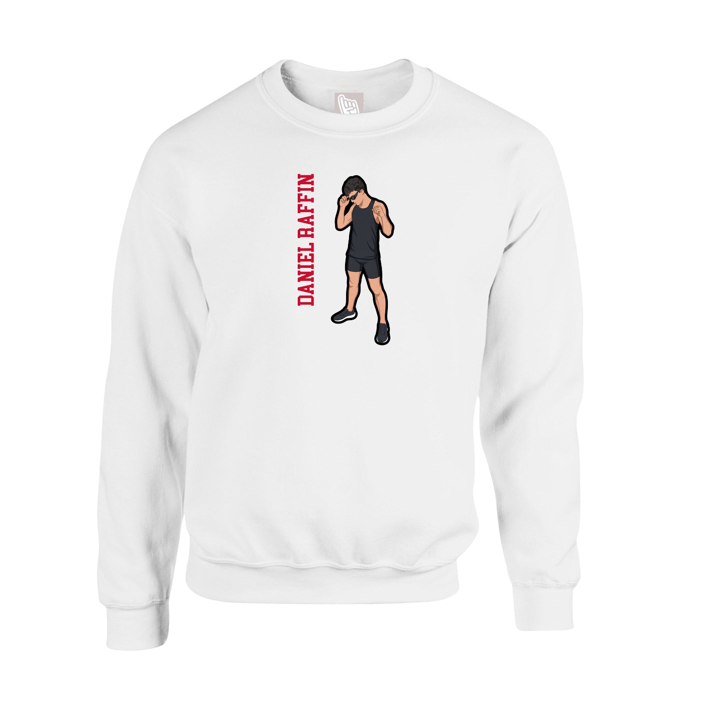 Fleece Crew — Name Vertical in White