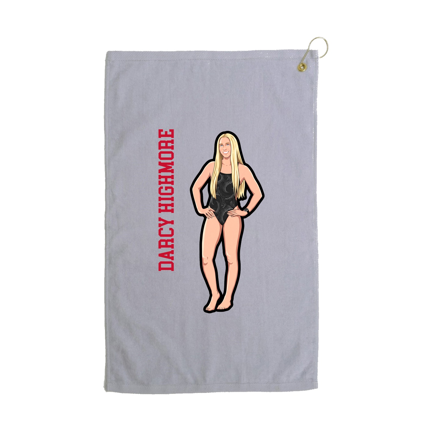 Golf Towel — Name Vertical in Grey