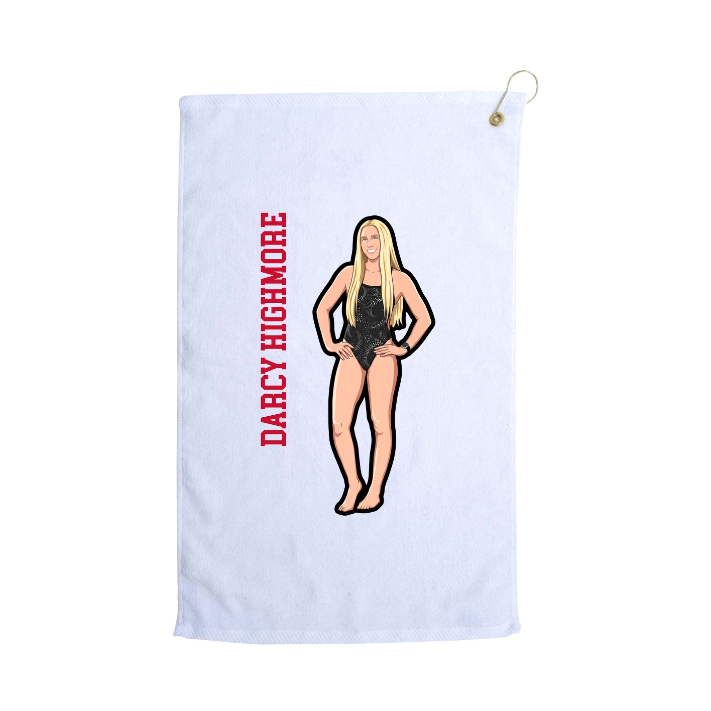 Golf Towel — Name Vertical in White