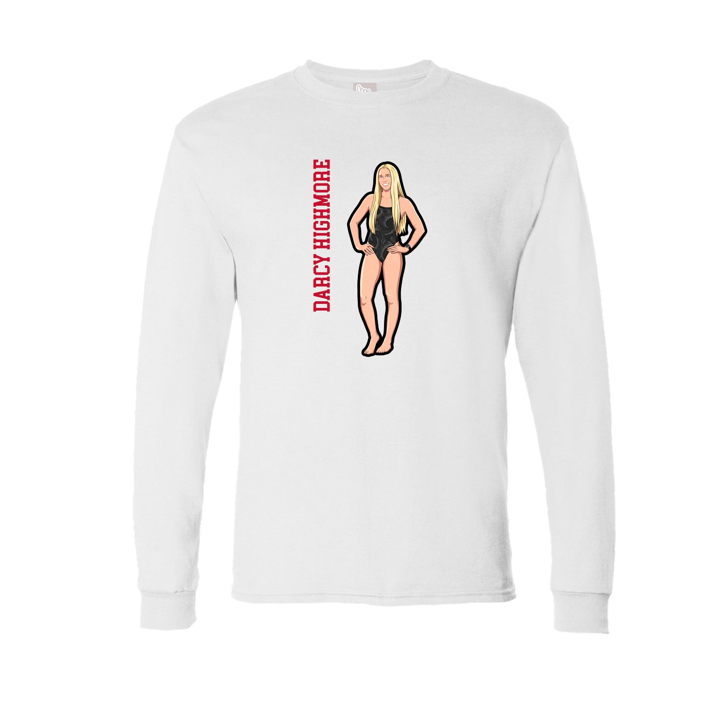 Long Sleeve Tee — Name Vertical in White