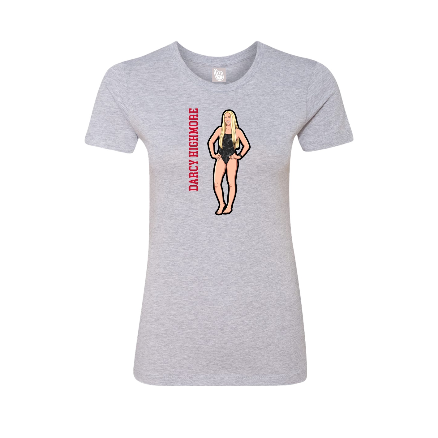 Fitted Women's Tee — Name Vertical in Grey