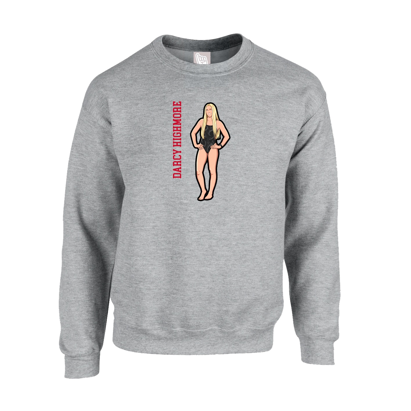 Fleece Crew — Name Vertical in Grey