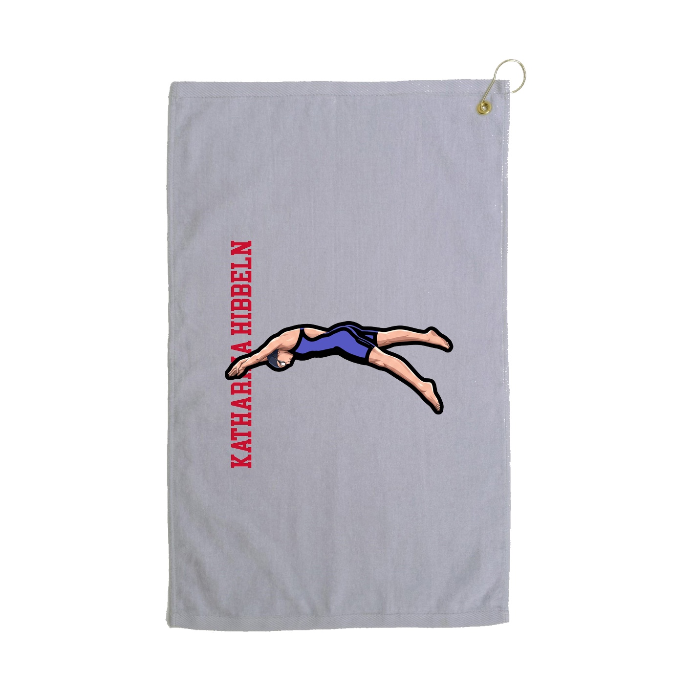 Golf Towel — Name Vertical in Grey