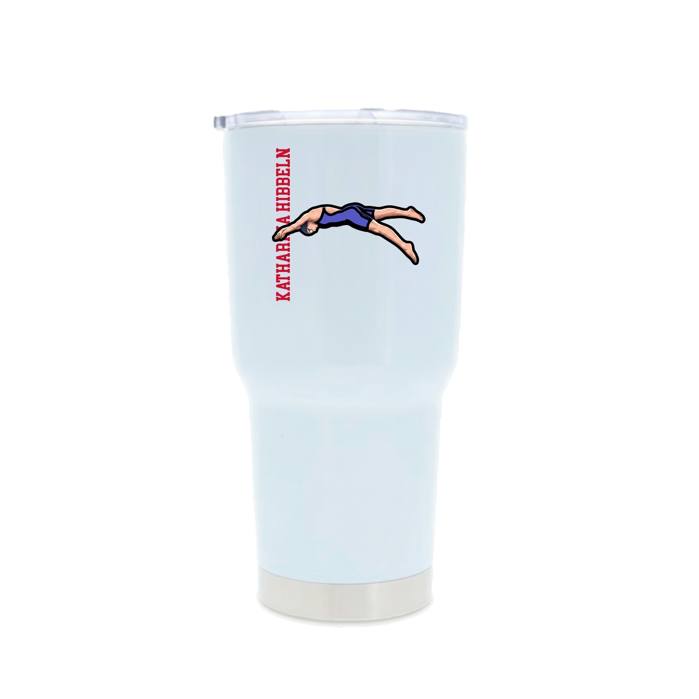 30oz Stainless Steel Tumbler — Name Vertical in White