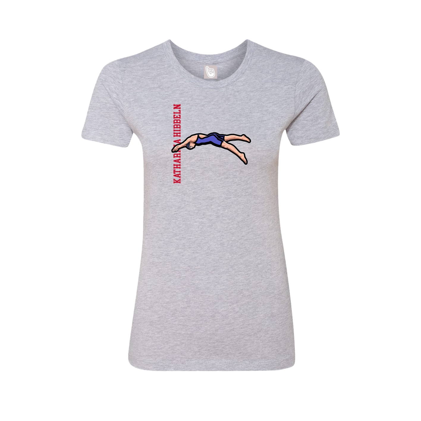 Fitted Women's Tee — Name Vertical in Grey