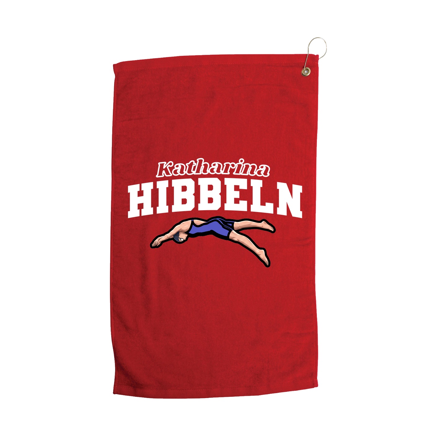 Golf Towel — Name Arch in Red