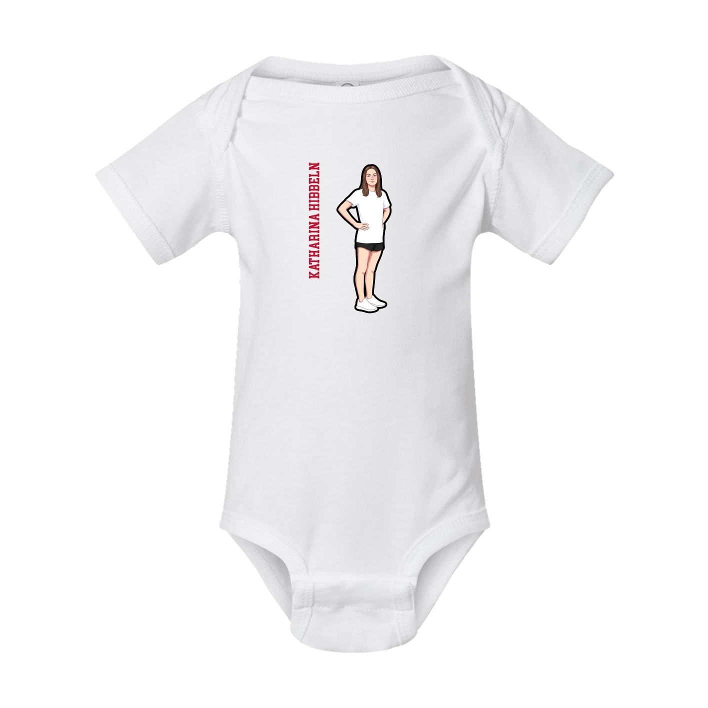Baby Onesie — Name Vertical in White