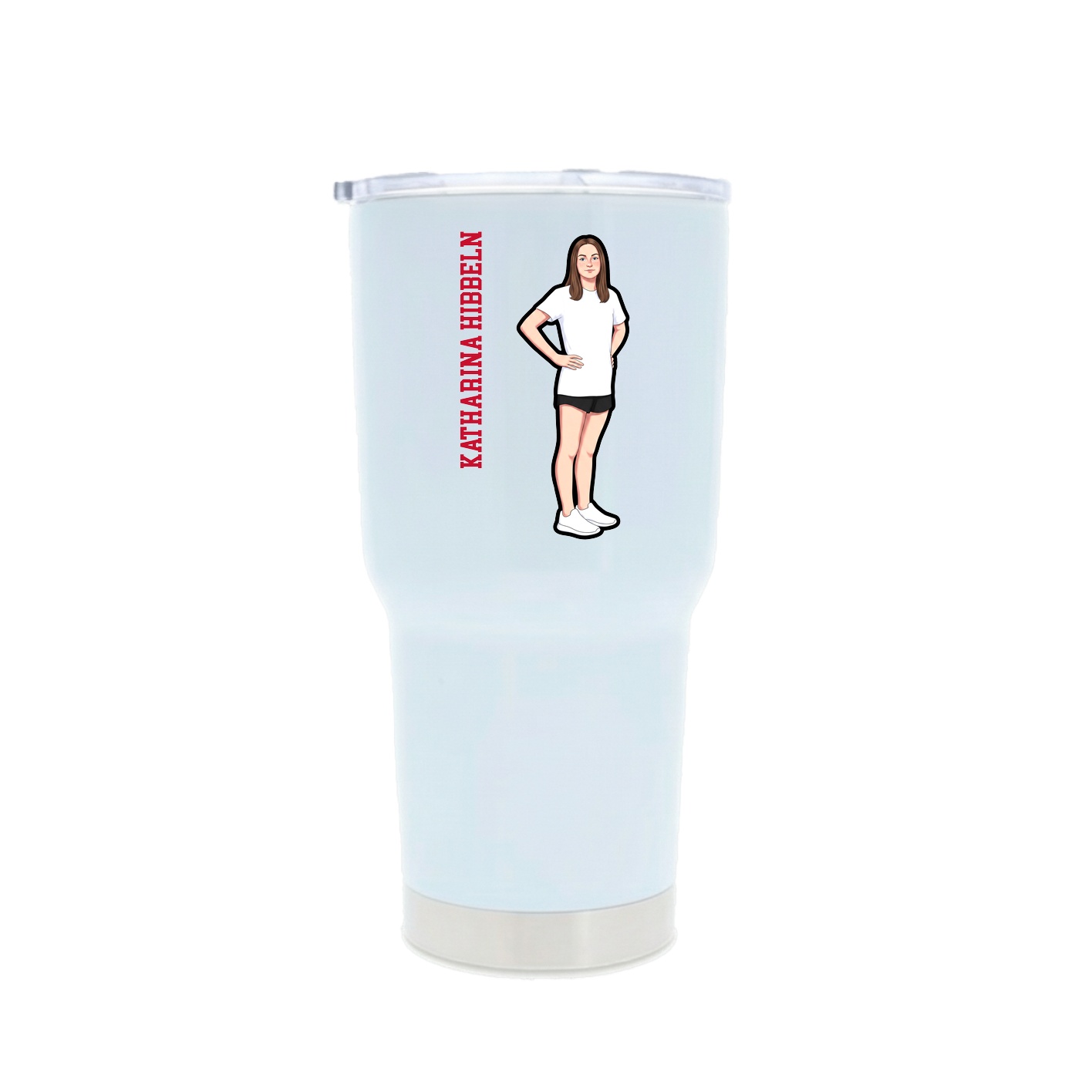 30oz Stainless Steel Tumbler — Name Vertical in White