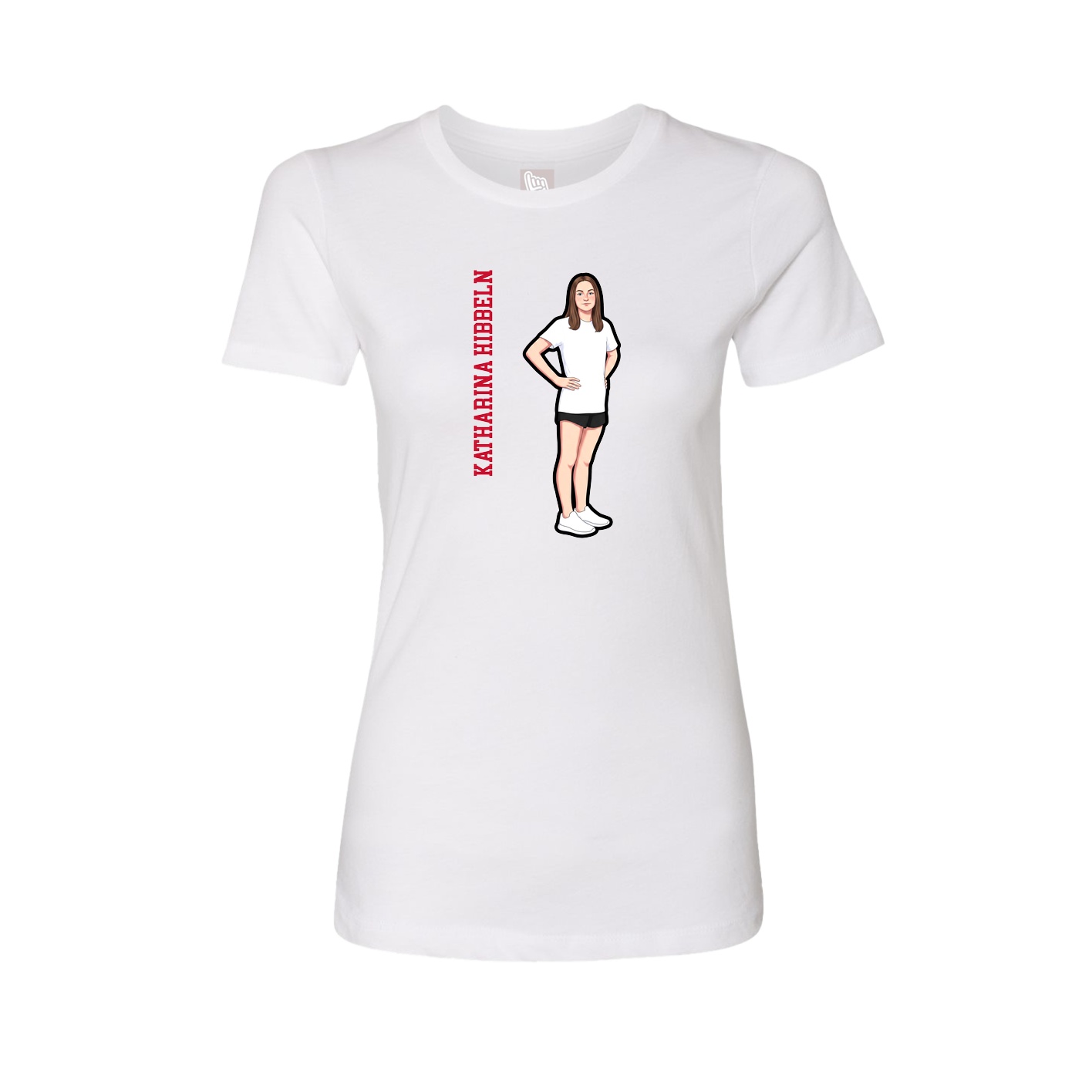 Fitted Women's Tee — Name Vertical in White