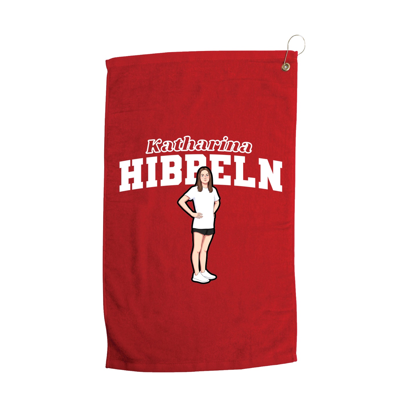 Golf Towel — Name Arch in Red