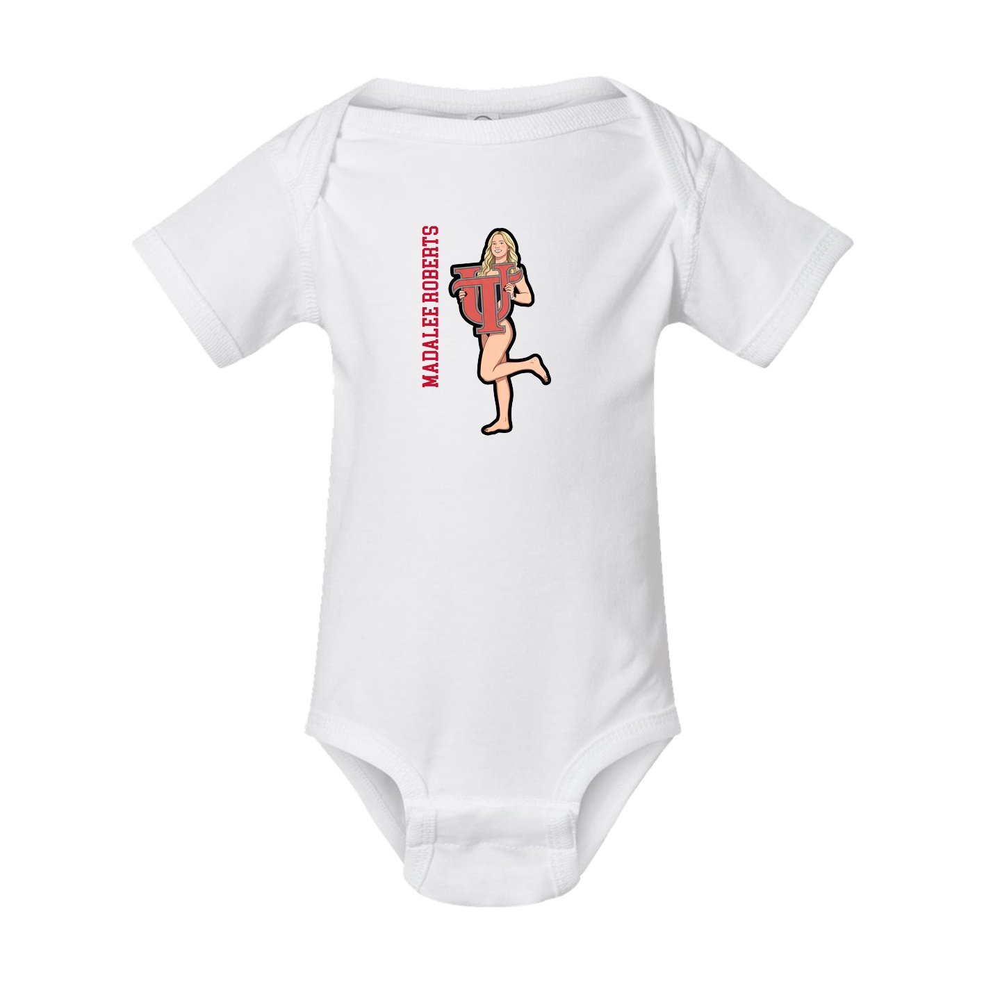 Baby Onesie — Name Vertical in White