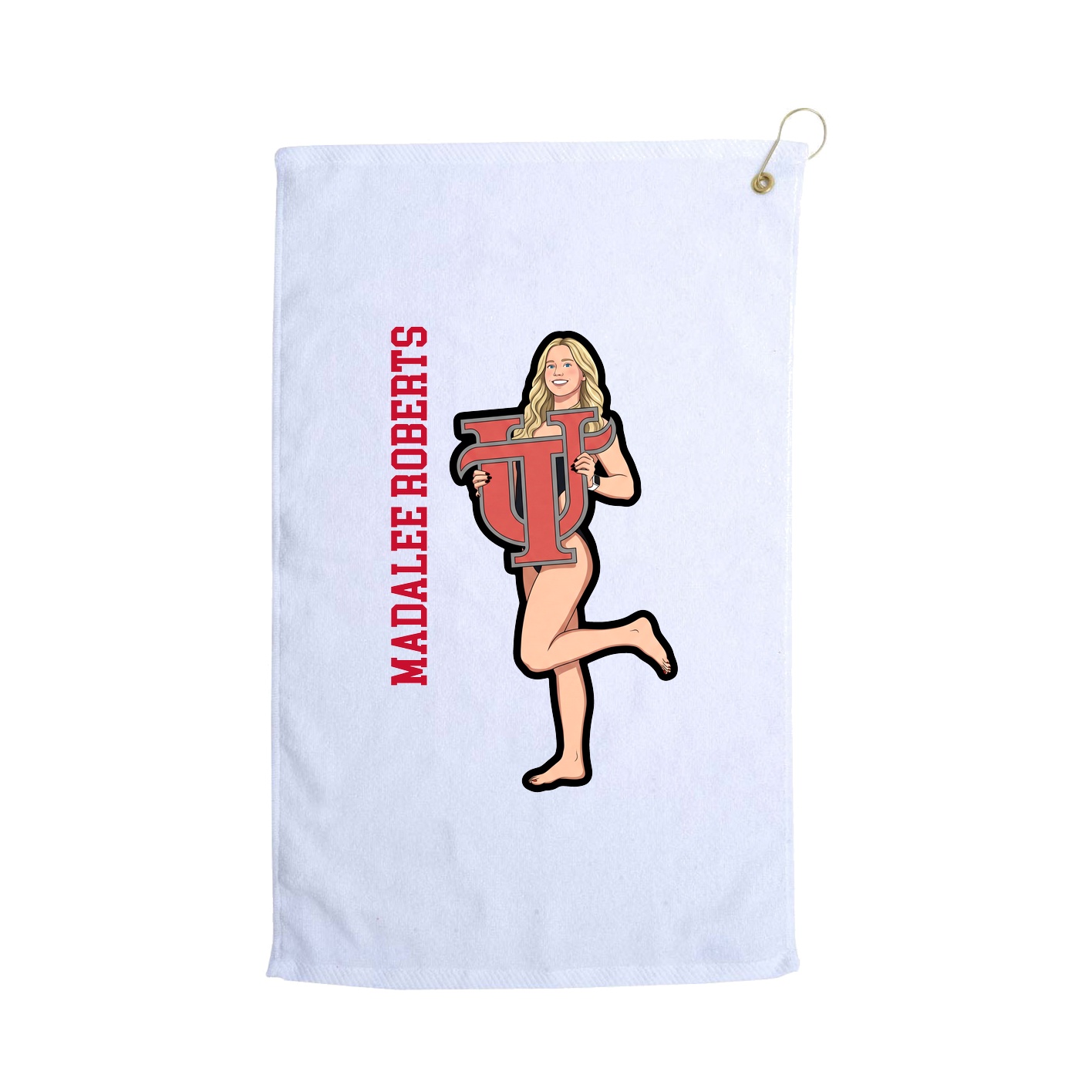 Golf Towel — Name Vertical in White