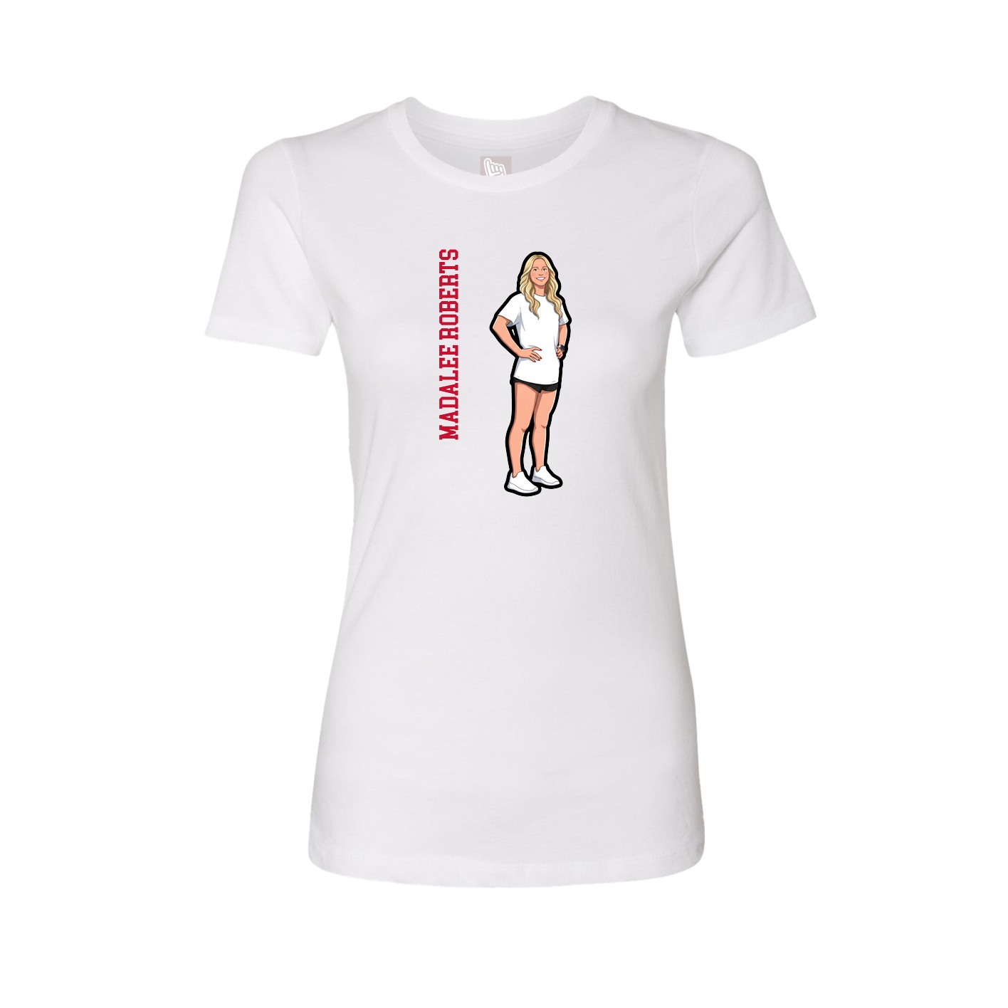 Fitted Women's Tee — Name Vertical in White