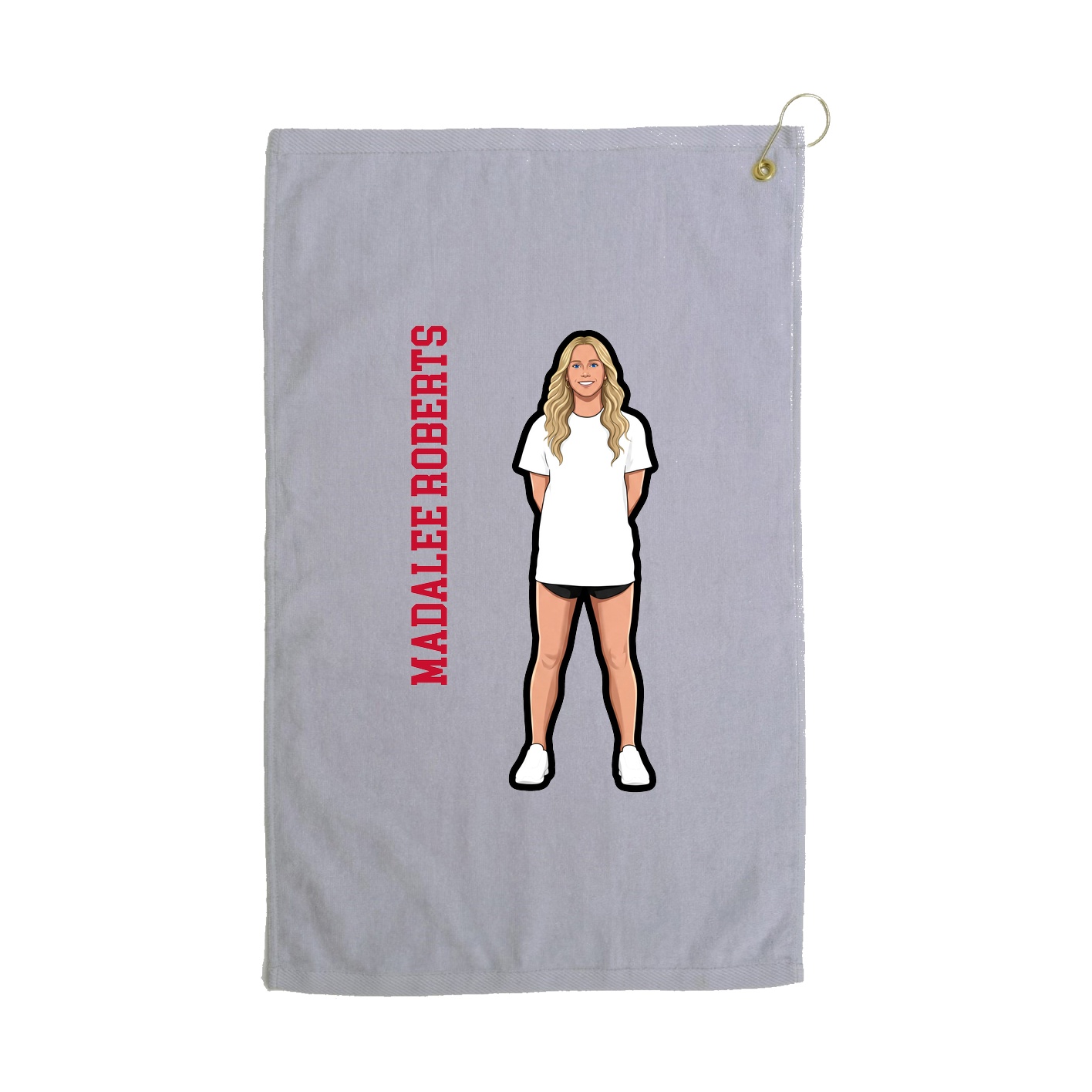 Golf Towel — Name Vertical in Grey