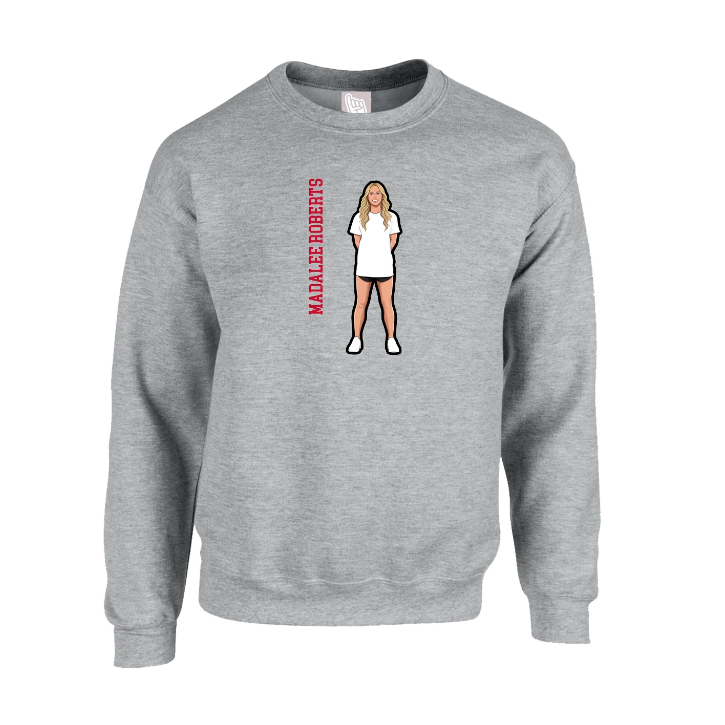 Fleece Crew — Name Vertical in Grey