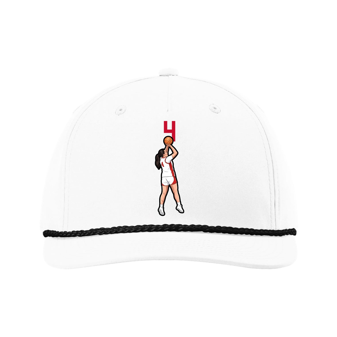Five-Panel Classic Rope Cap — Number Top in White