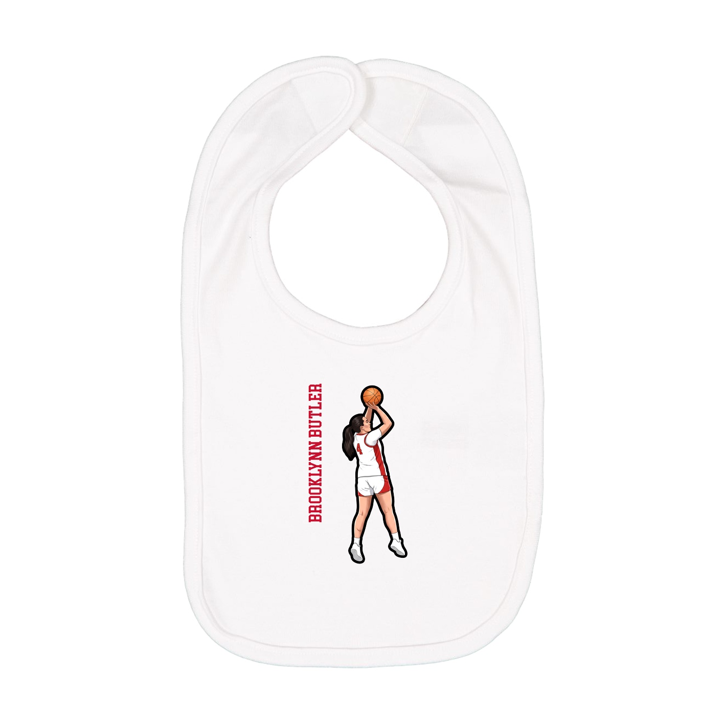 Infant Bib — Name Vertical in White