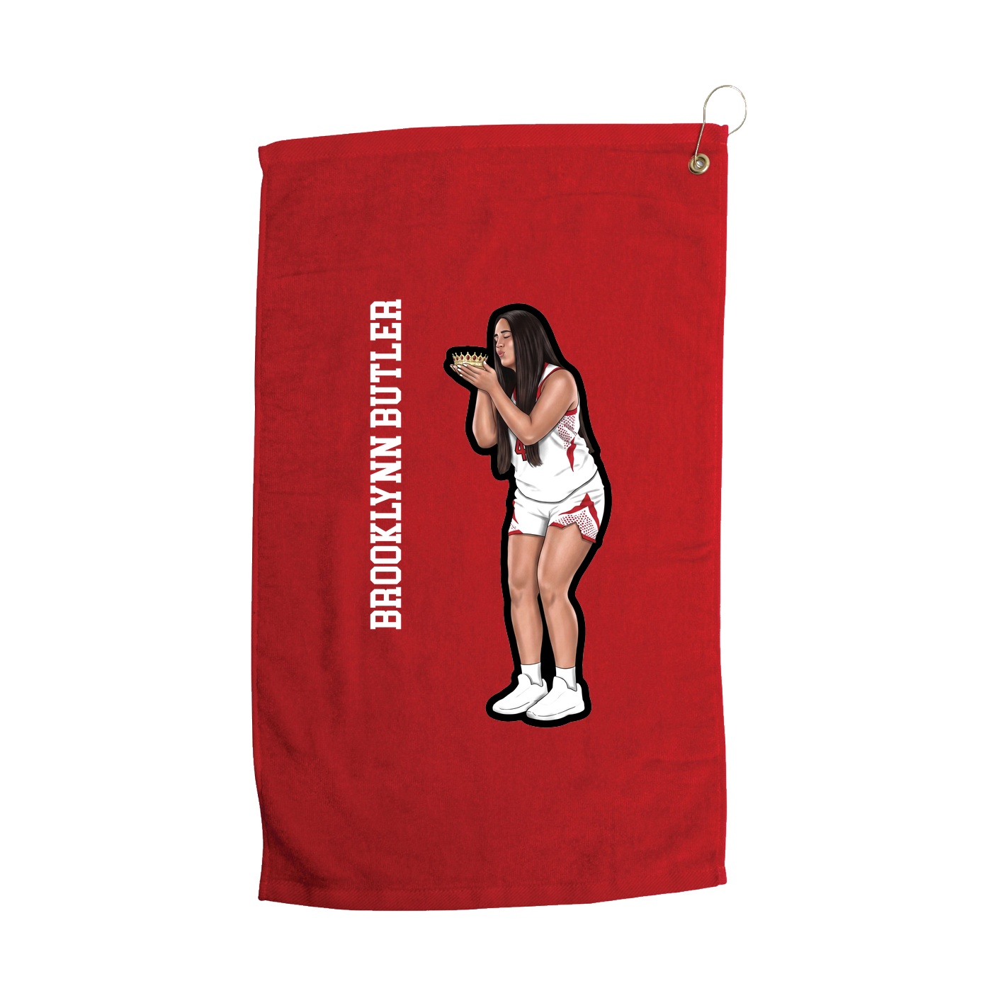 Golf Towel — Name Vertical in Red