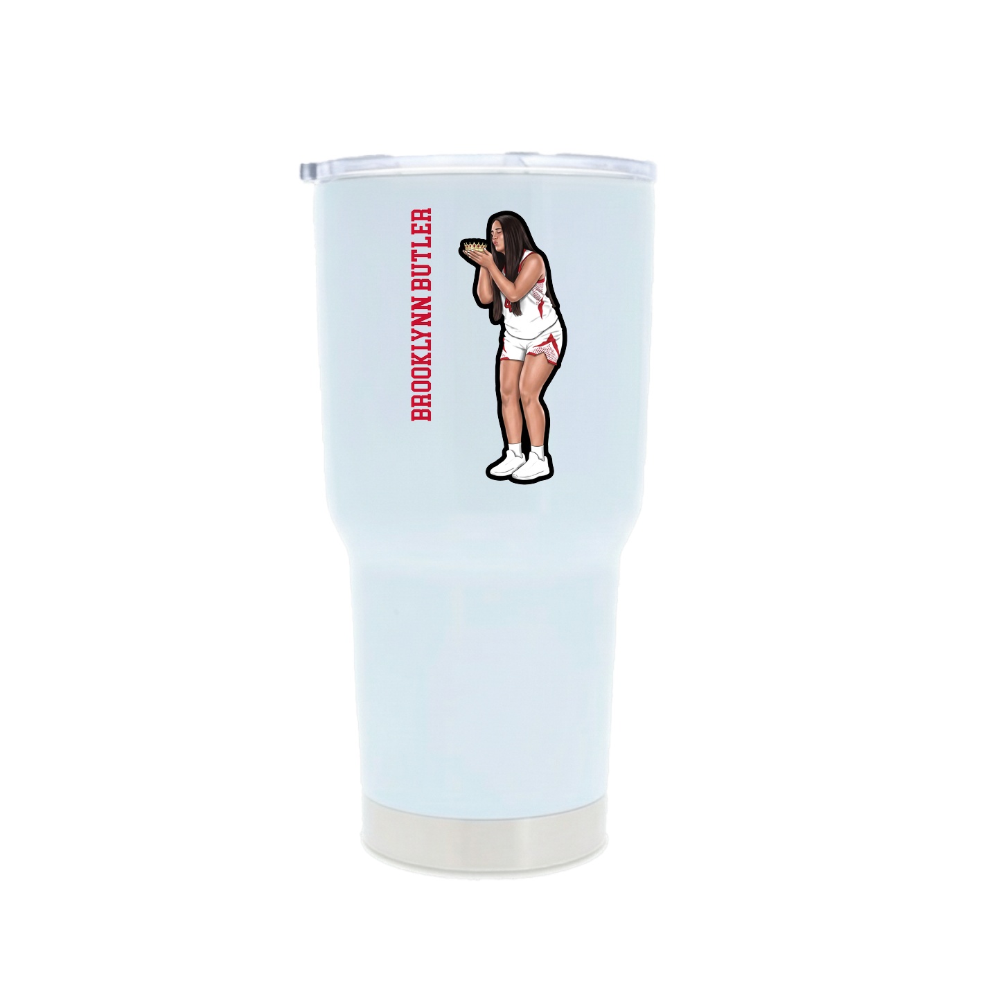 30oz Stainless Steel Tumbler — Name Vertical in White