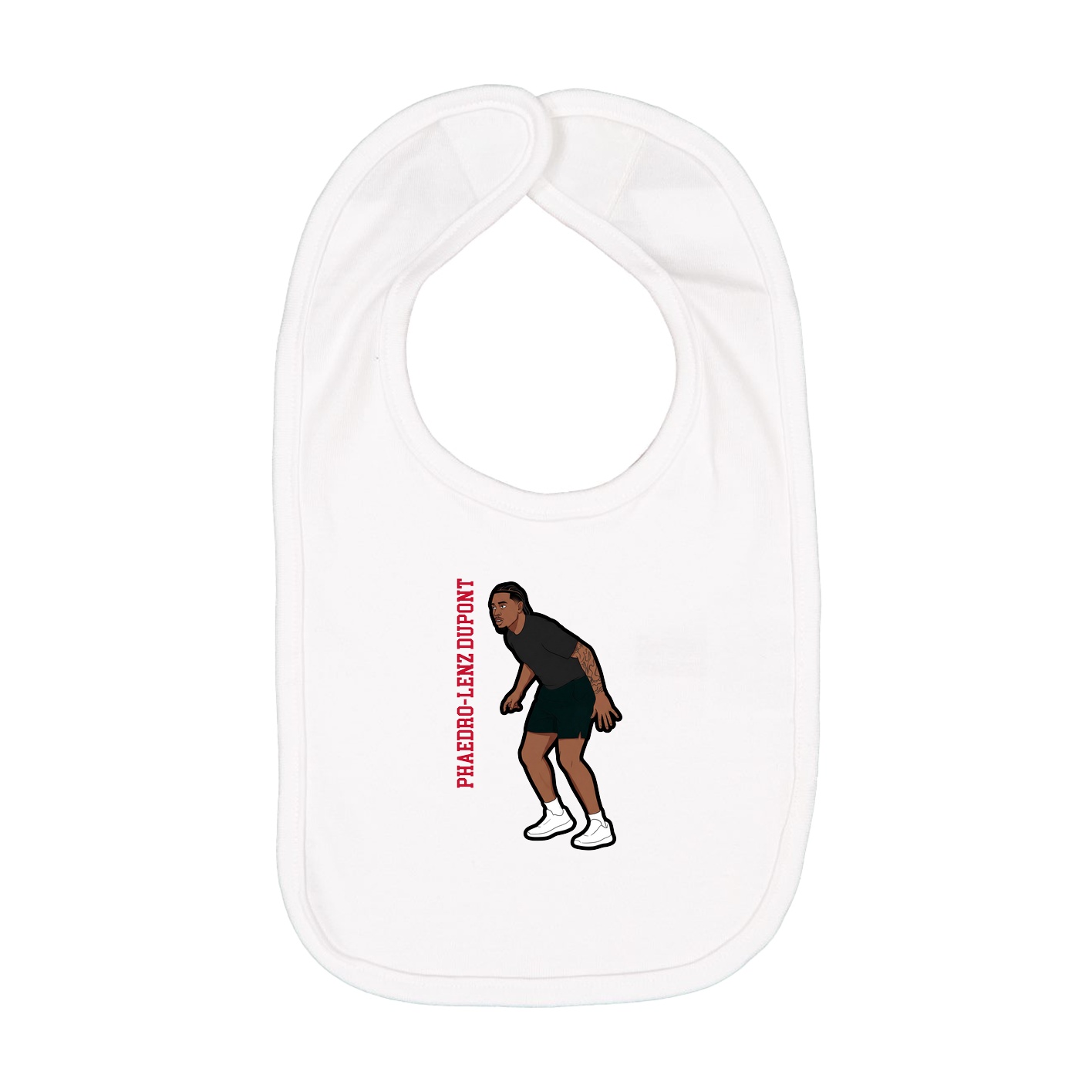 Infant Bib — Name Vertical in White