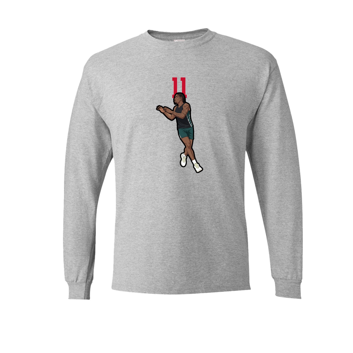 Long Sleeve Tee — Number Top in Grey