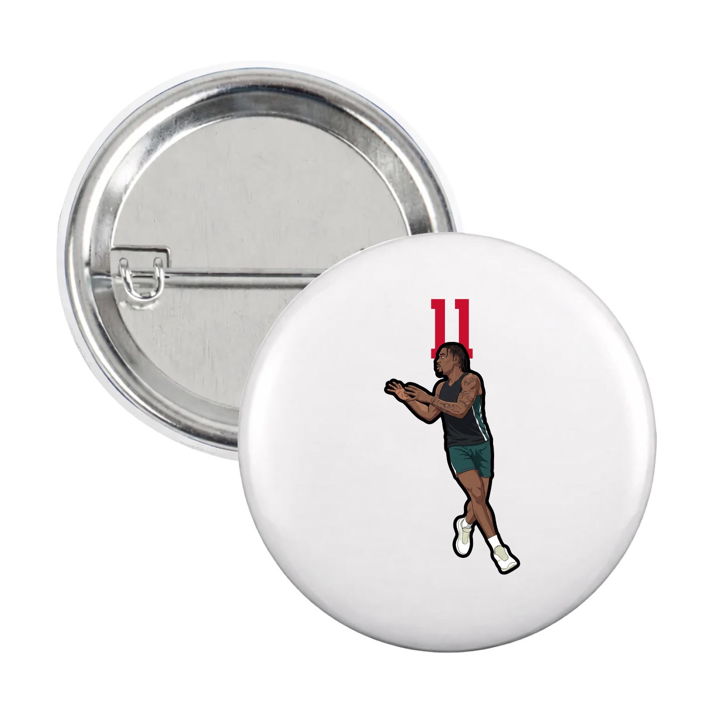 Game Day Button — Number Top in White