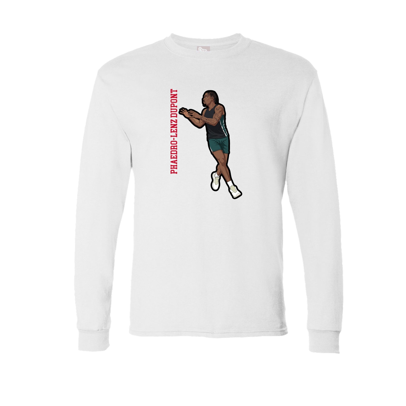 Long Sleeve Tee — Name Vertical in White