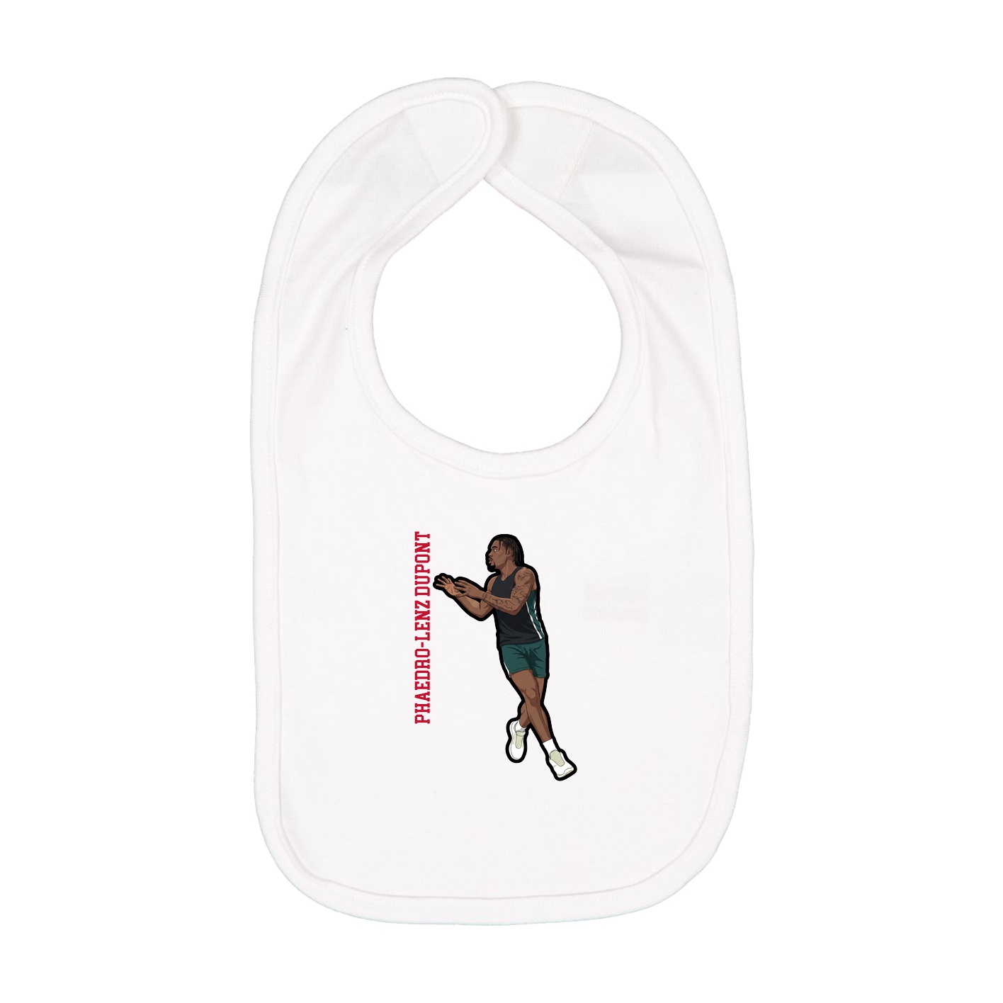 Infant Bib — Name Vertical in White