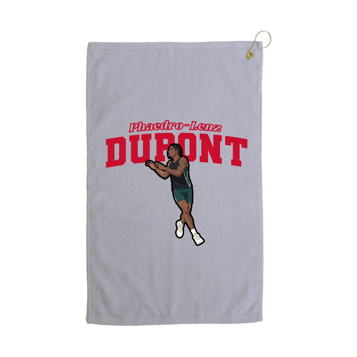 Golf Towel — Name Arch in Grey