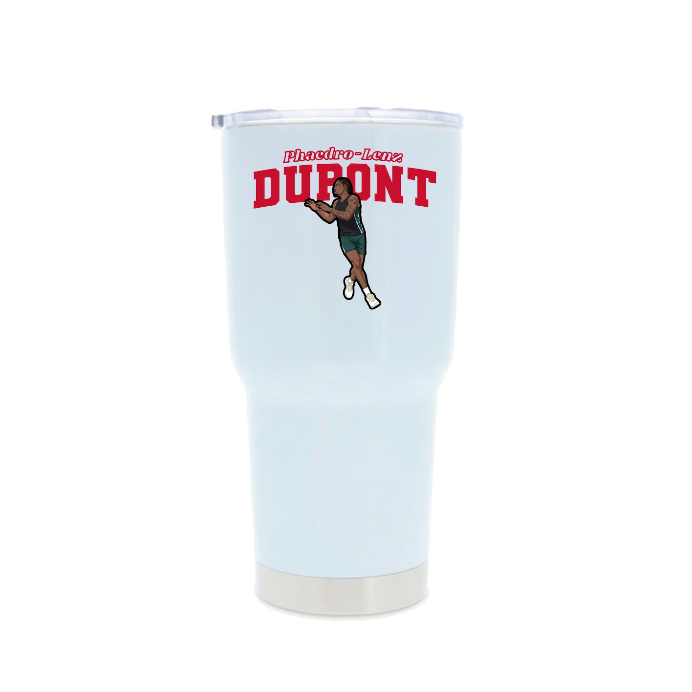 30oz Stainless Steel Tumbler — Name Arch in White