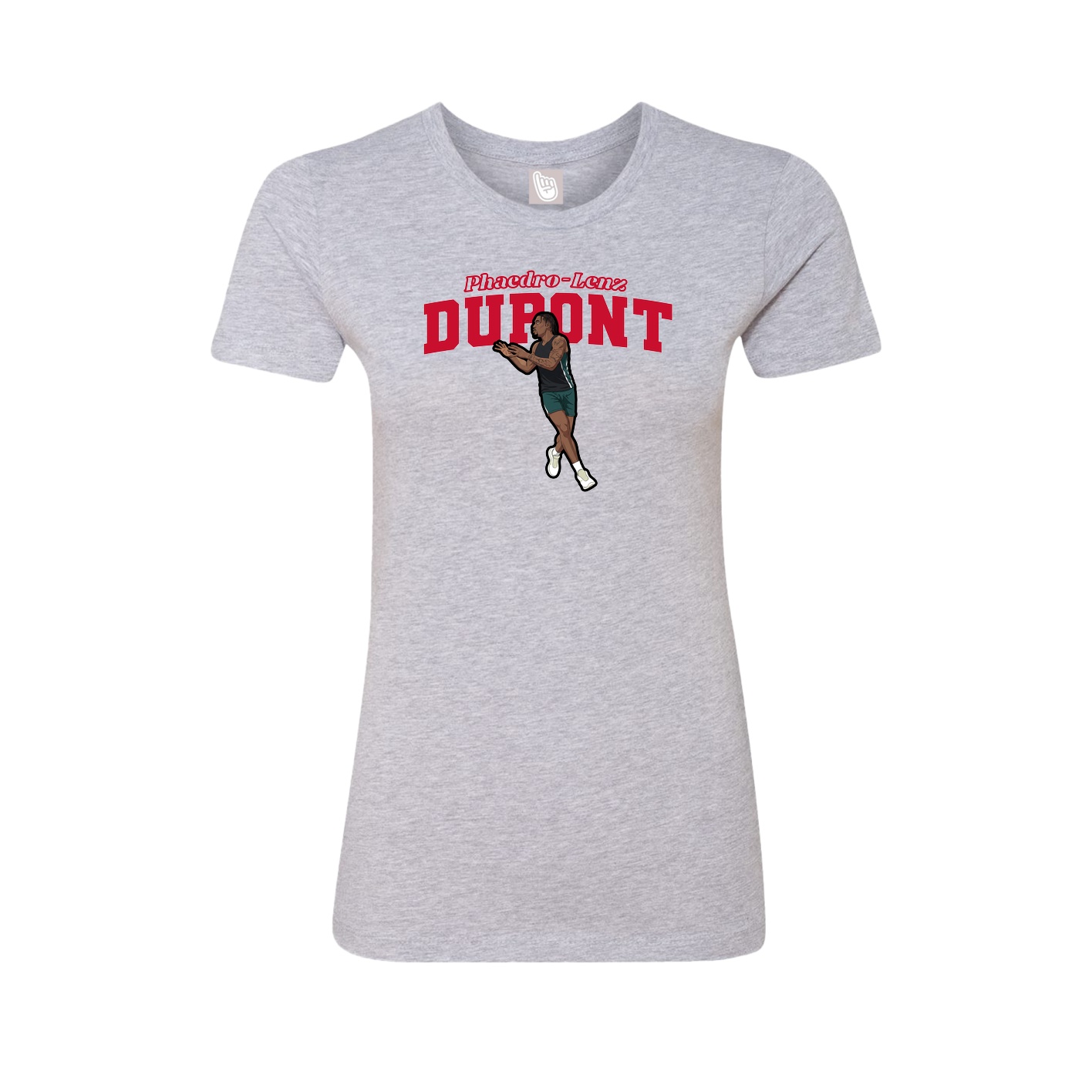 Womens Tee — Name Arch in Grey