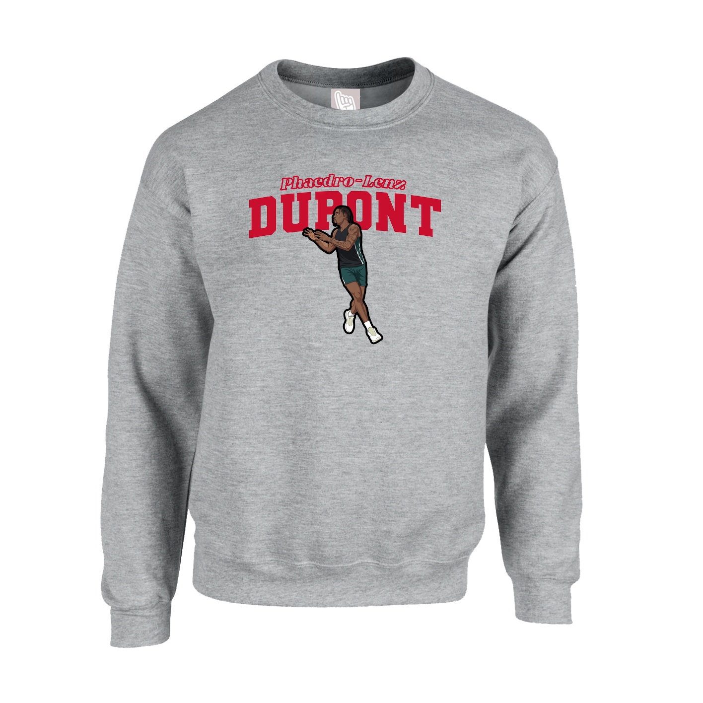Fleece Crew — Name Arch in Grey