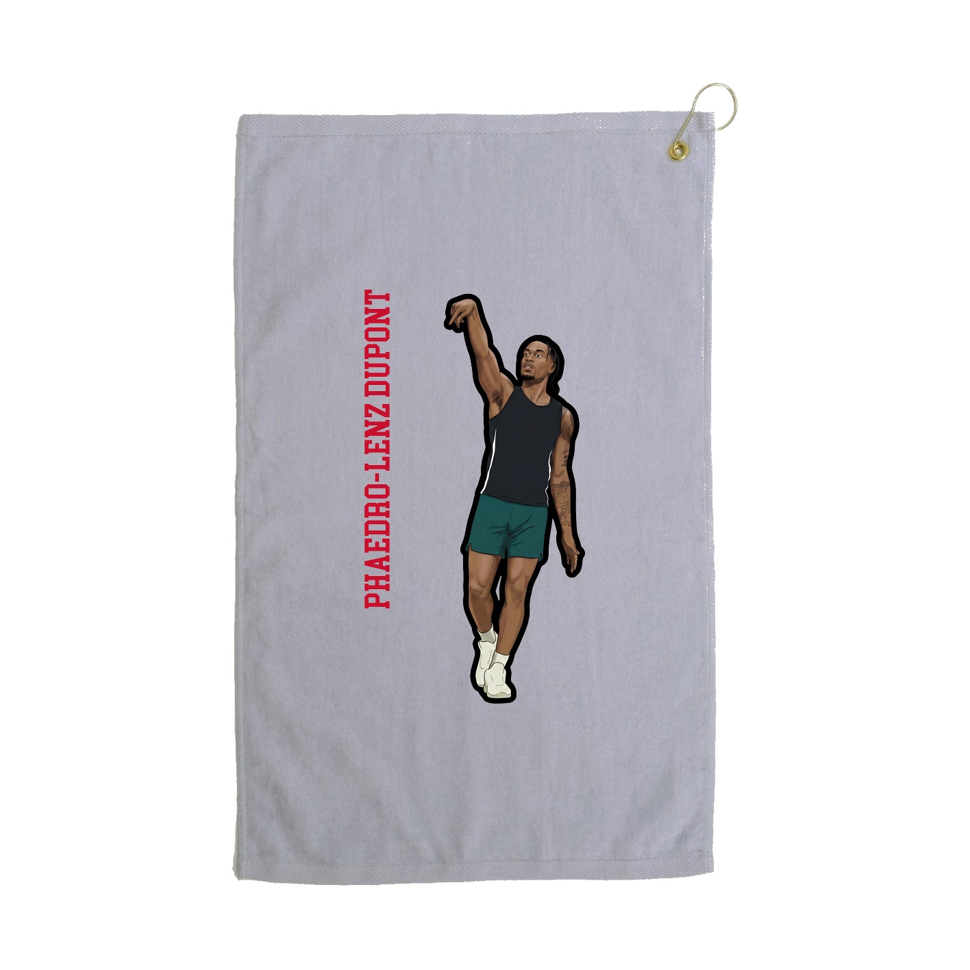 Golf Towel — Name Vertical in Grey