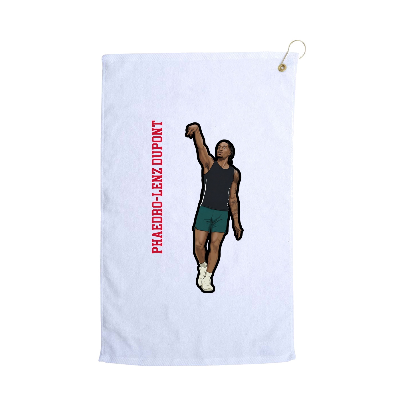 Golf Towel — Name Vertical in White