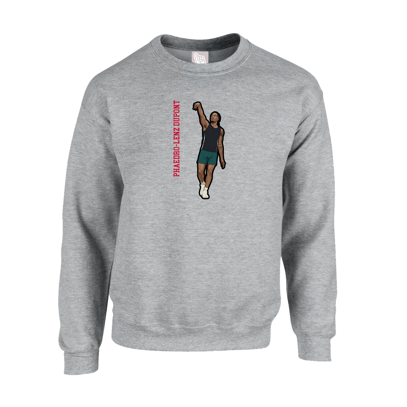 Fleece Crew — Name Vertical in Grey