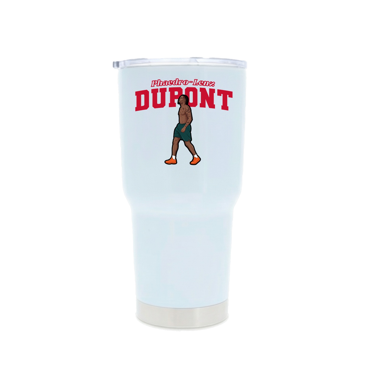 30oz Stainless Steel Tumbler — Name Arch in White