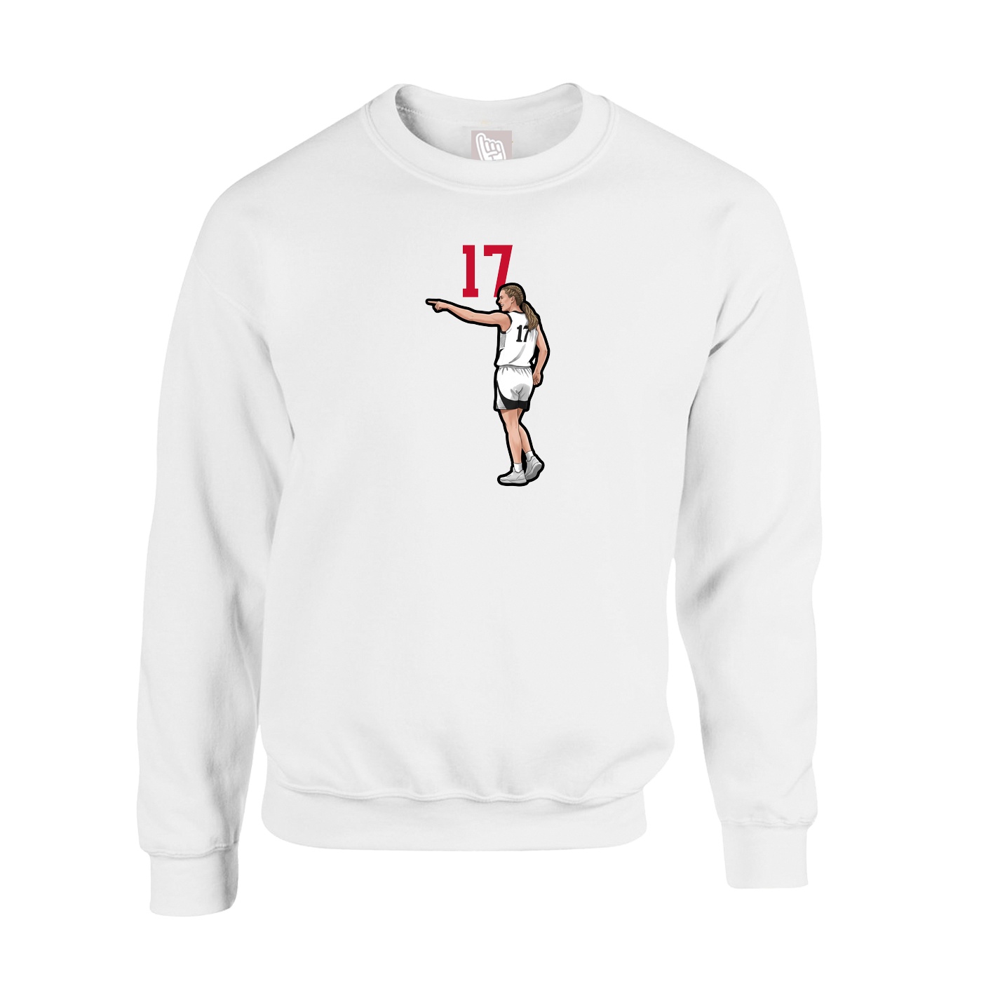 Fleece Crew — Number Top in White
